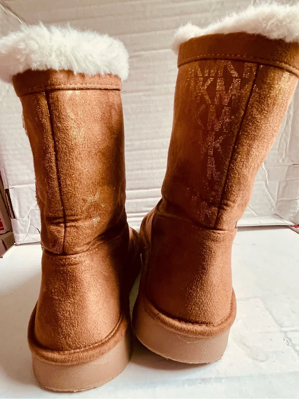 Michael Kors Kids Chestnut Suede Shearling Zip Boots | Size 2